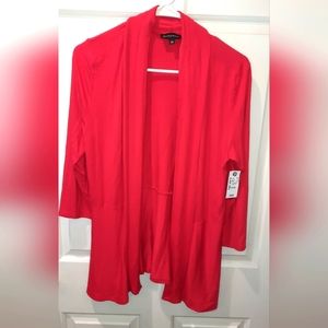 NWT! Grayson Womans Sweater size Medium Red Open Front Cardigan Casual